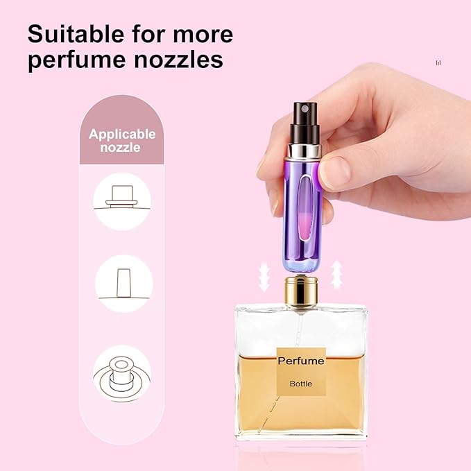 5 Pack Mini Refillable Perfume Atomizer Bottle,Portable Perfume Empty Spray Bottle,Multicolor Travel Perfume Dispenser,Refill Scent Pump Case Perfume Bottle for Traveling Outgoing 5ml/0.2oz