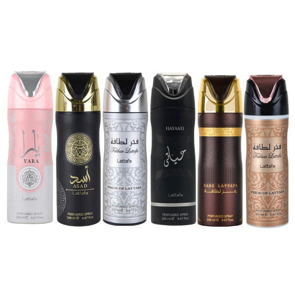 Lattafa Perfumed Body Sprays 6 Pcs, 6.67 oz 200 ml