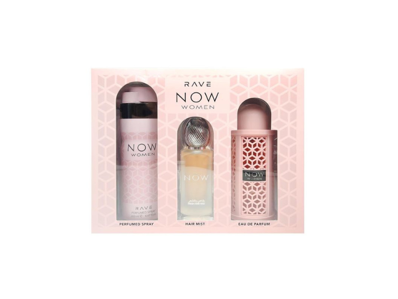 LATTAFA RAVE NOW WOMEN 3 PCS GIFT SET WITH 100ML EDP + 200ML DEO + 50ML HAIRMIST