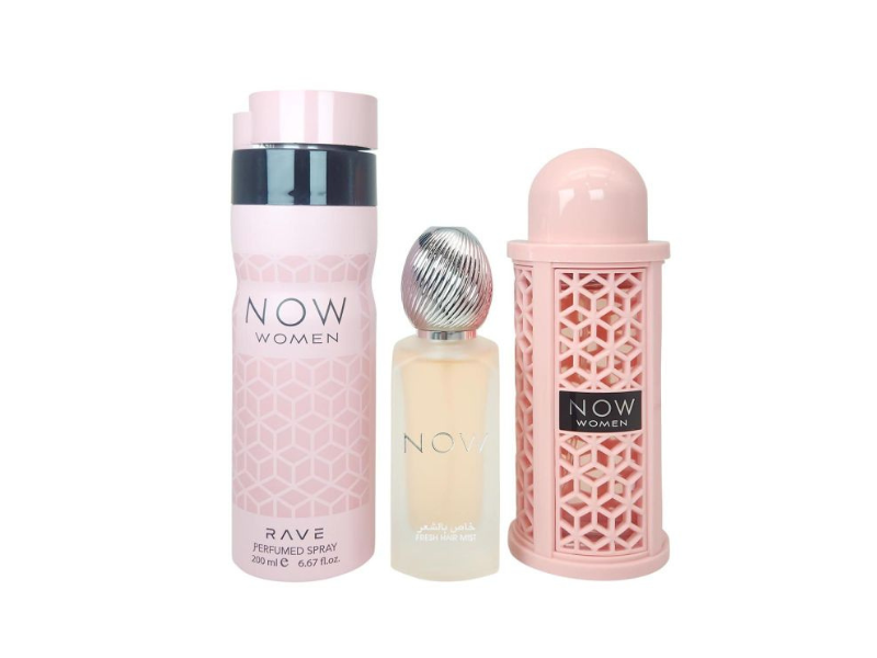 LATTAFA RAVE NOW WOMEN 3 PCS GIFT SET WITH 100ML EDP + 200ML DEO + 50ML HAIRMIST